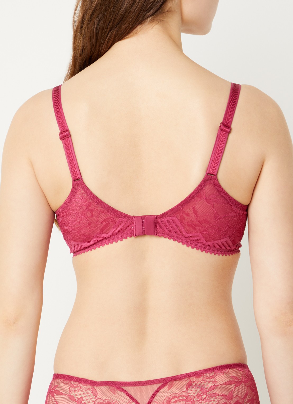Chantelle Origins voorgevormde T-shirt bh met kant - achterkant 3 fuchsia
