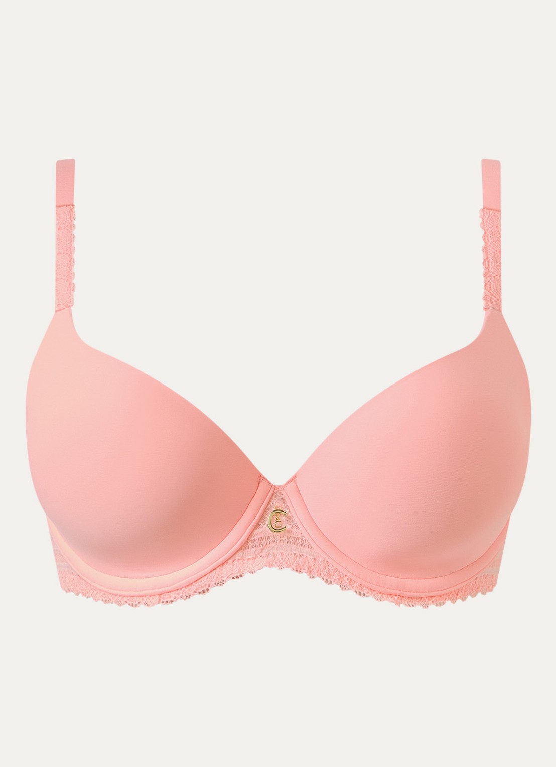 Chantelle Romance beugel bh met overlay van kant - voorkant 2 abrikoos