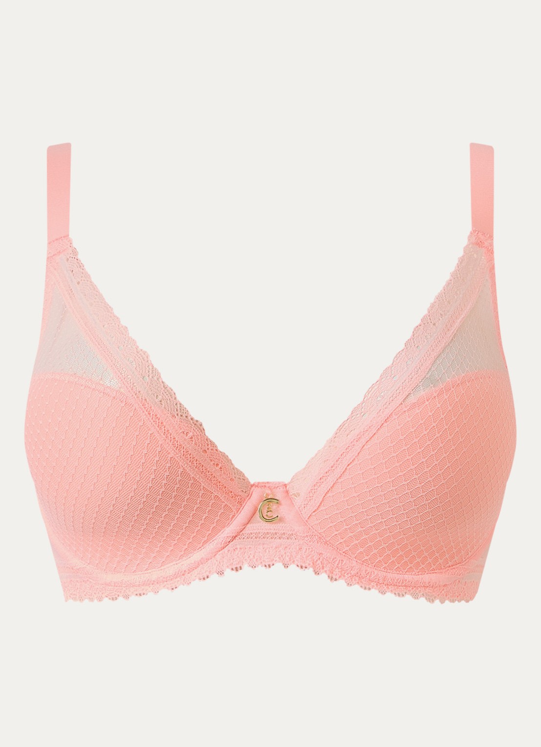 Chantelle Romance beugel bh met overlay van kant - voorkant abrikoos