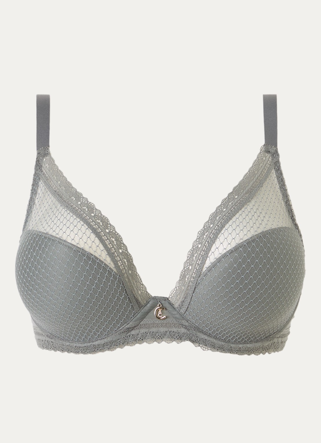 Chantelle Romance beugel bh met overlay van kant - voorkant olijfgroen