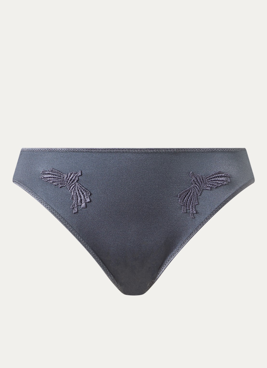 Chantelle Slip met borduring - voorkant 4 donkergrijs