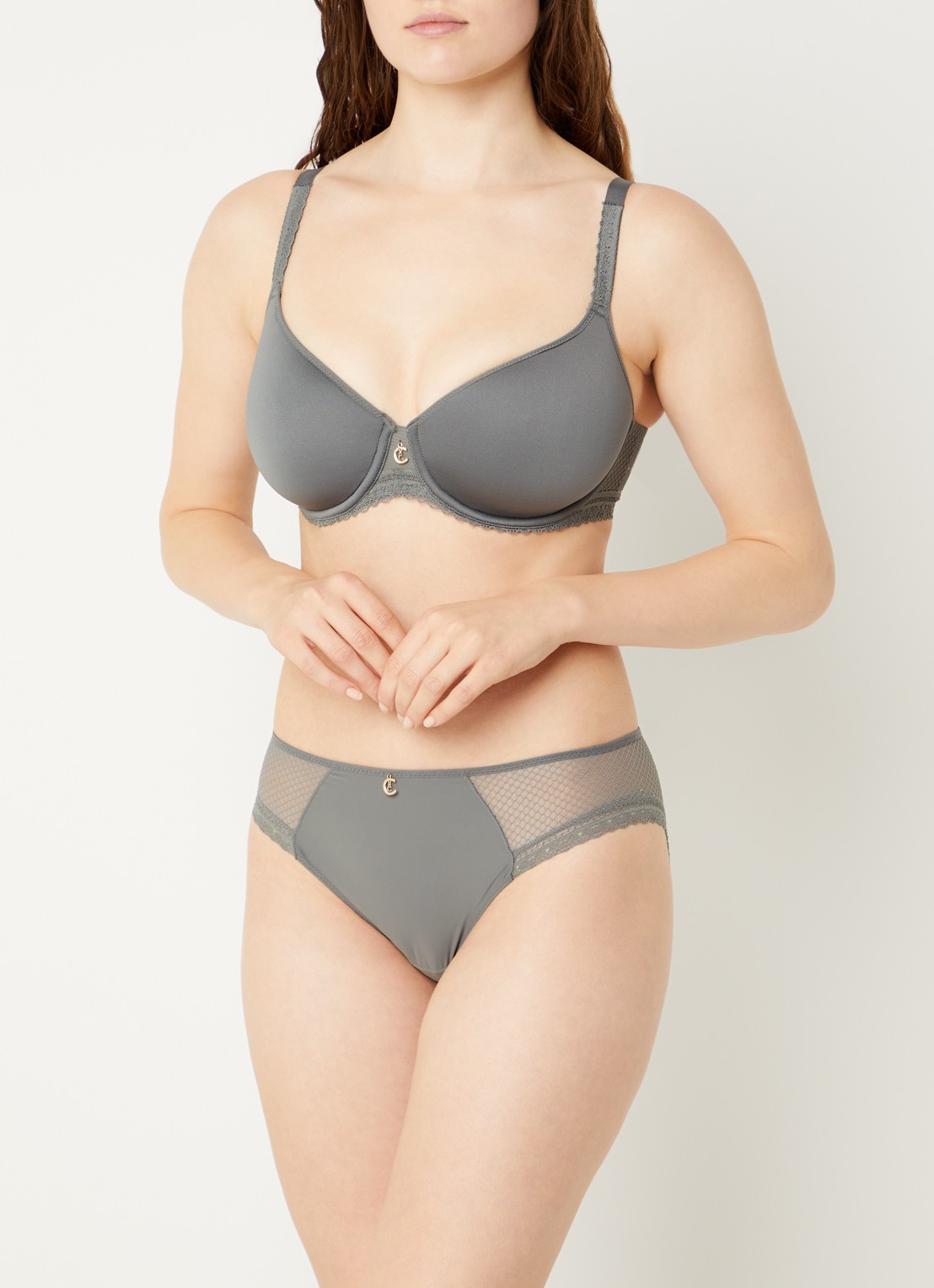 Chantelle Slip met kant - detail olijfgroen