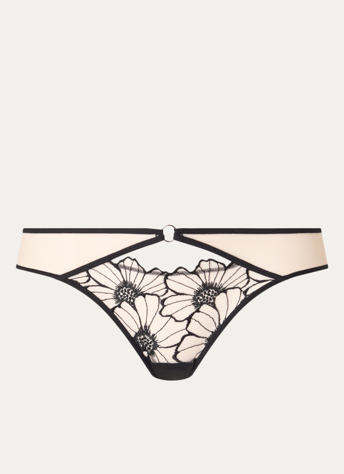Chantelle Slip met mesh en borduring - voorkant creme