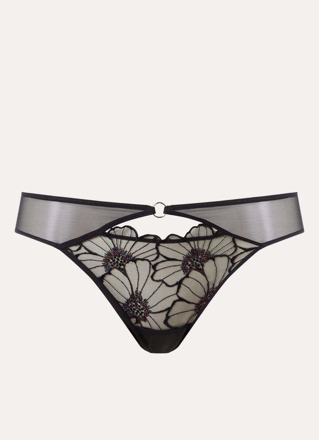 Chantelle Slip met mesh en borduring - voorkant 4 zwart