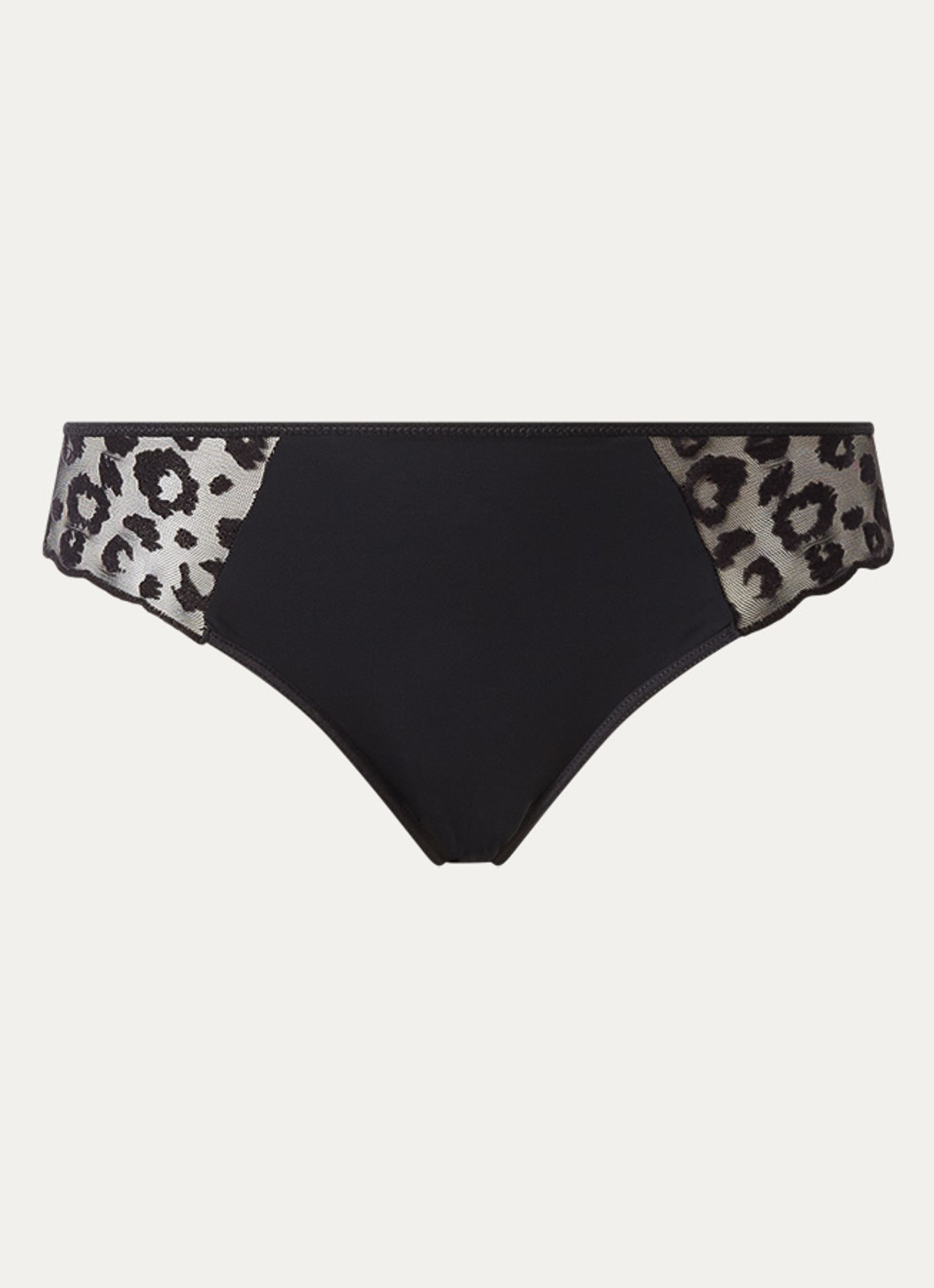Chantelle Slip van mesh met flockprint - voorkant 4 zwart