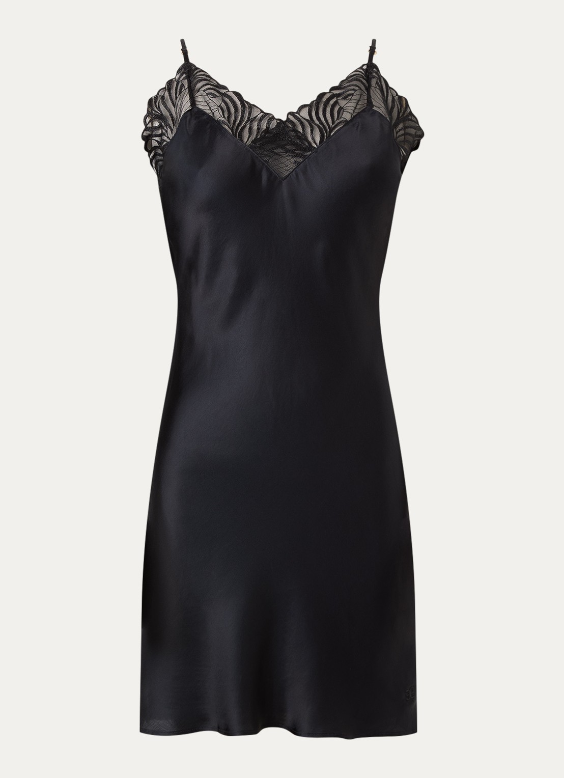 Chantelle Slipdress met kant - voorkant donkerblauw