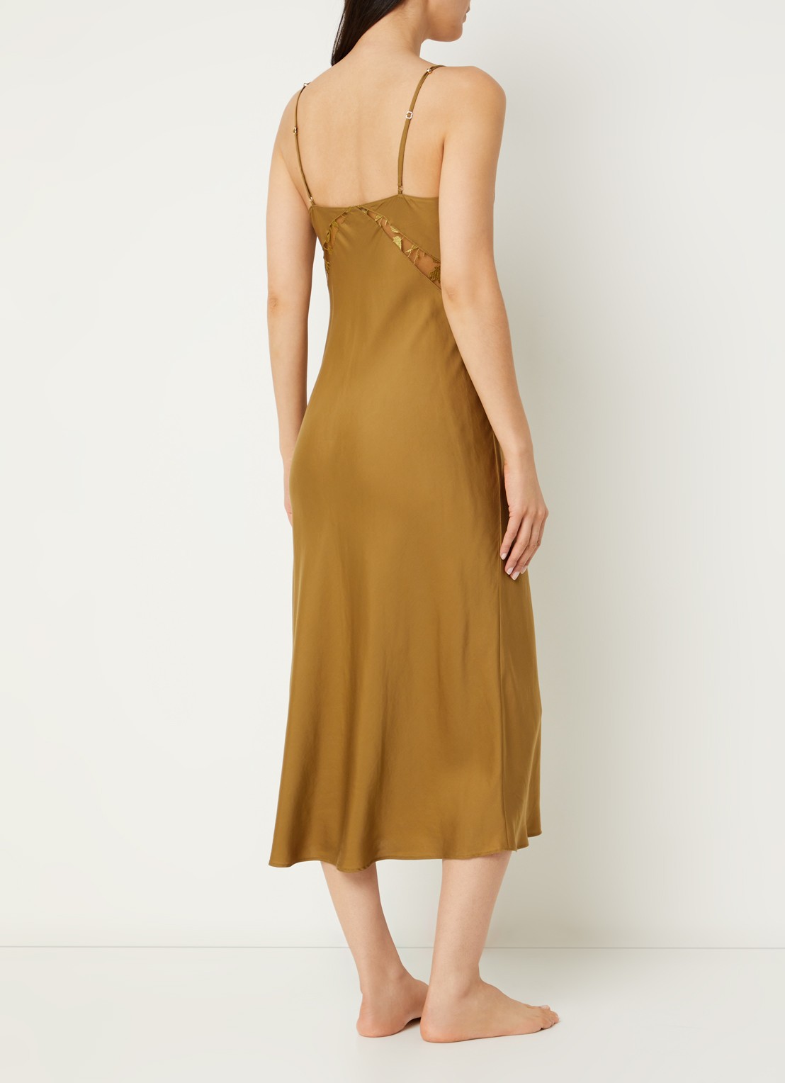 Chantelle Slipdress met mesh - achterkant 2 mosgroen