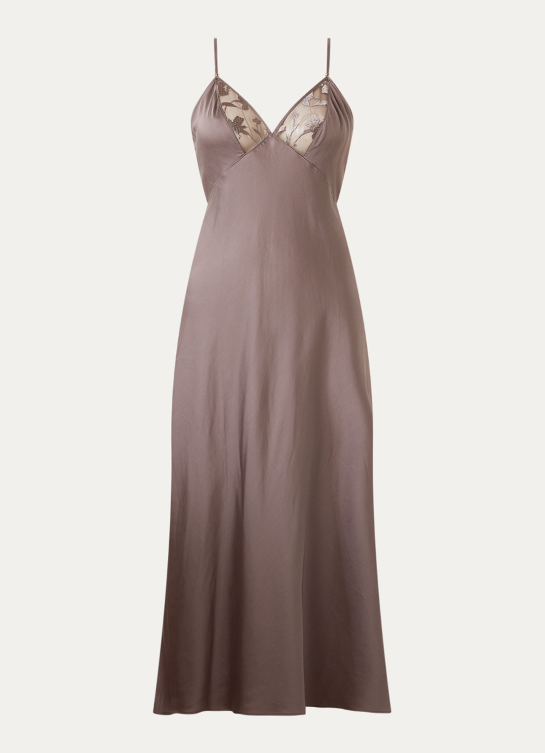 Chantelle Slipdress met mesh - voorkant donkerbeige