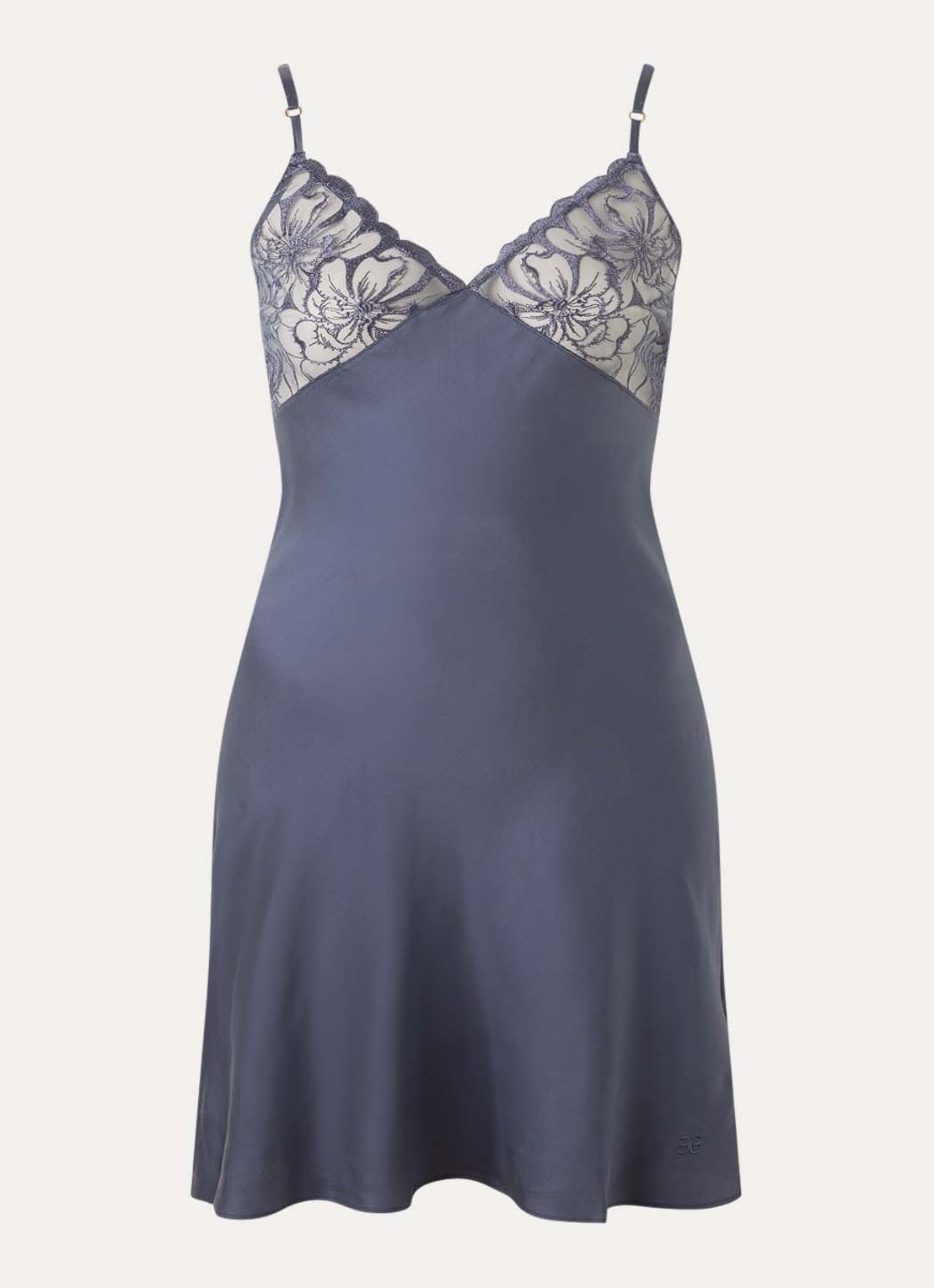 Chantelle Slipdress  - voorkant 3 staalblauw