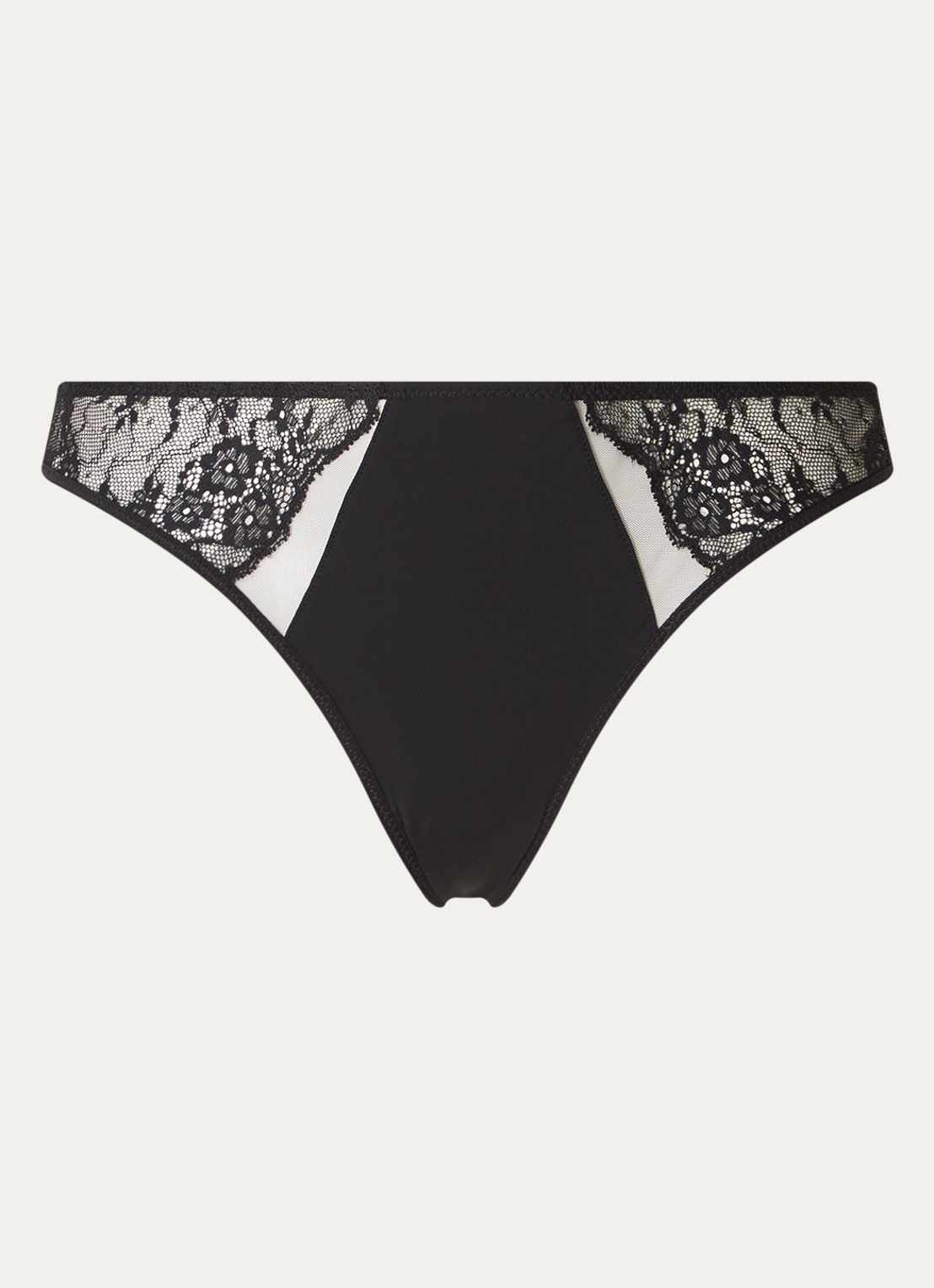 Chantelle Tanga met kant - voorkant zwart