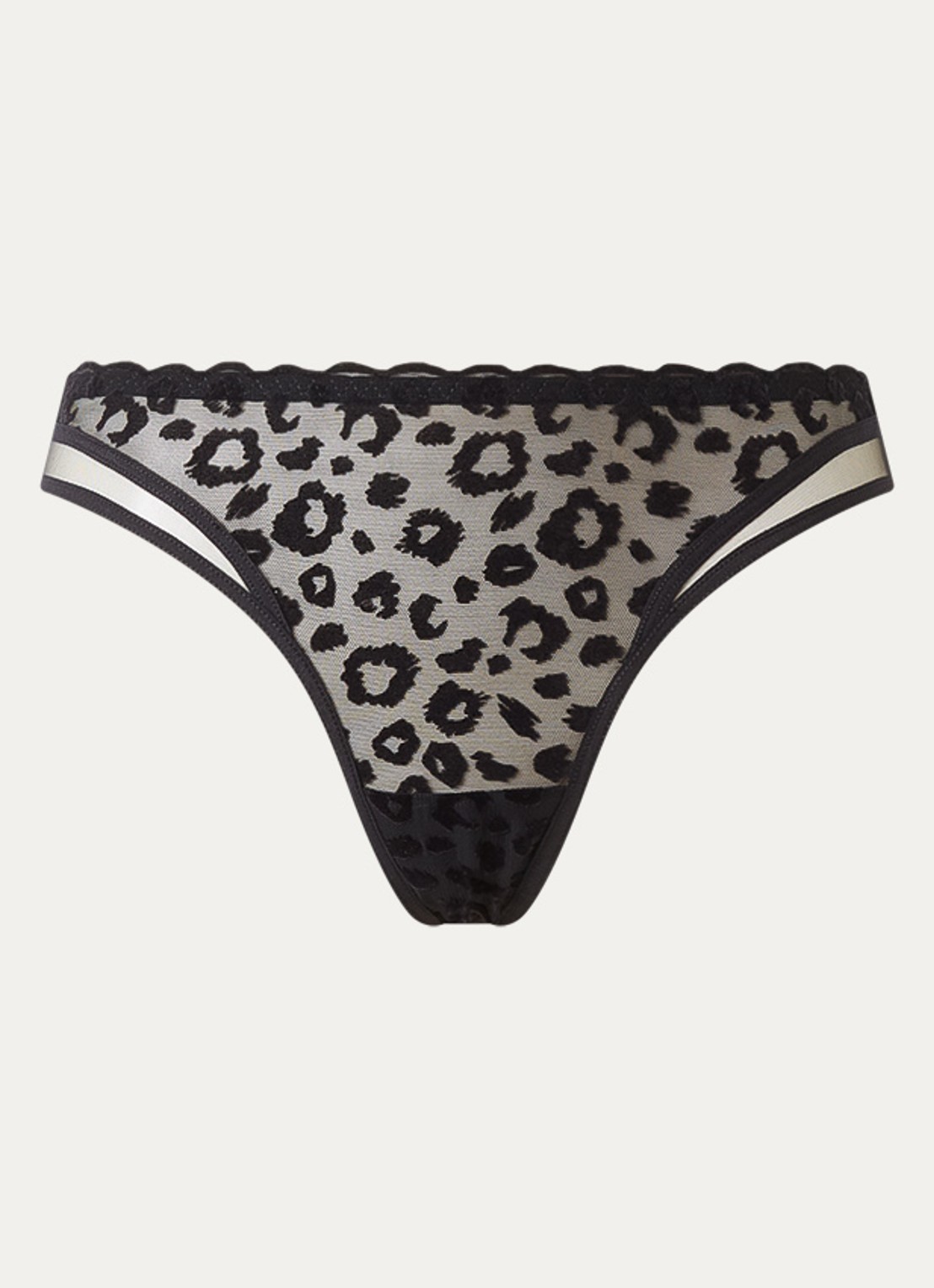 Chantelle Tanga van mesh met panterprint - voorkant 2 zwart