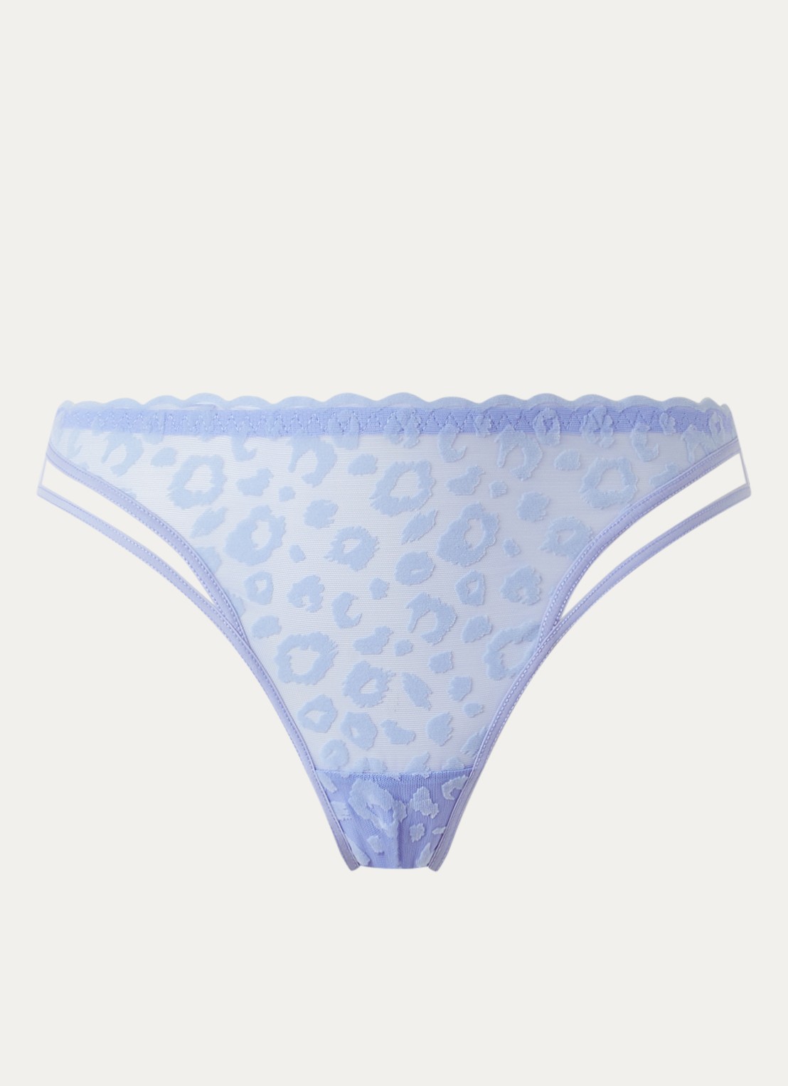 Chantelle Tanga van mesh met panterprint - voorkant lavendel