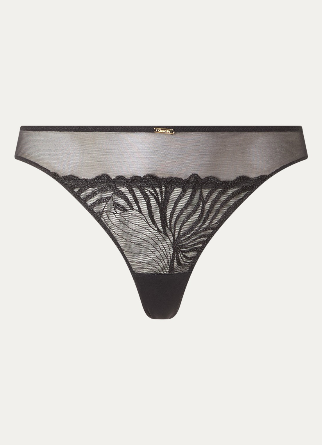 Chantelle Tanga van mesh - voorkant zwart