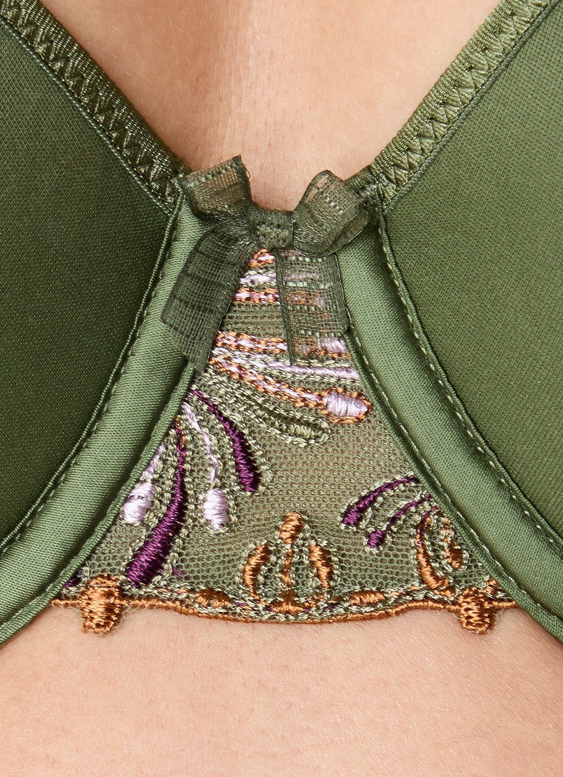 Chantelle Voorgevormde T-shirt bh met borduring - detail 3 bronsgroen
