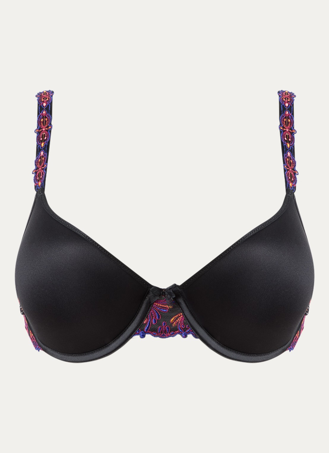 Chantelle Voorgevormde T-shirt bh met borduring - voorkant 4 zwart