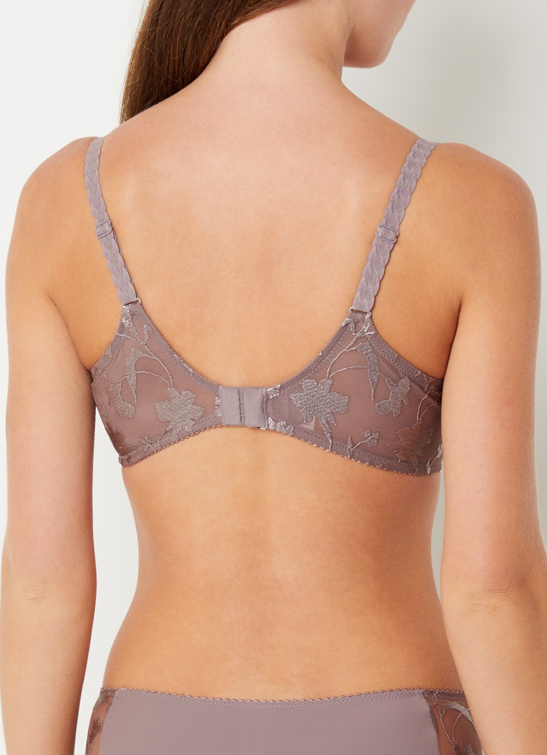 Chantelle Voorgevormde T-shirt bh met kant - achterkant 3 taupe