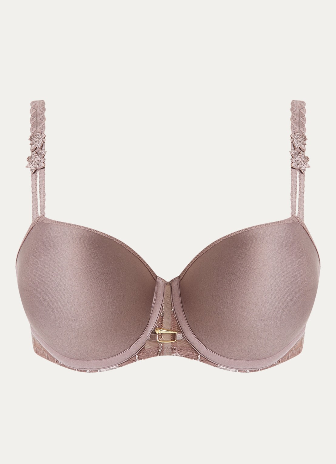 Chantelle Voorgevormde T-shirt bh met kant - voorkant taupe