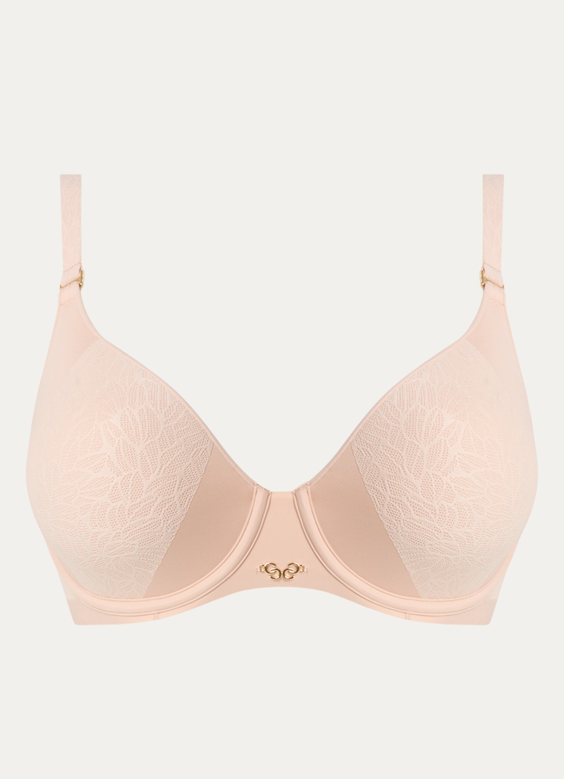 Chantelle Voorgevormde T-shirt bh met mesh - voorkant beige