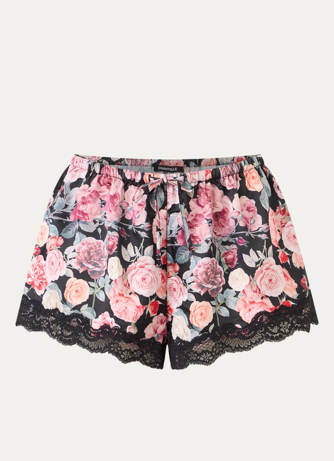 Chantelle Wide fit pyjamabroek met bloemenprint - voorkant zwart