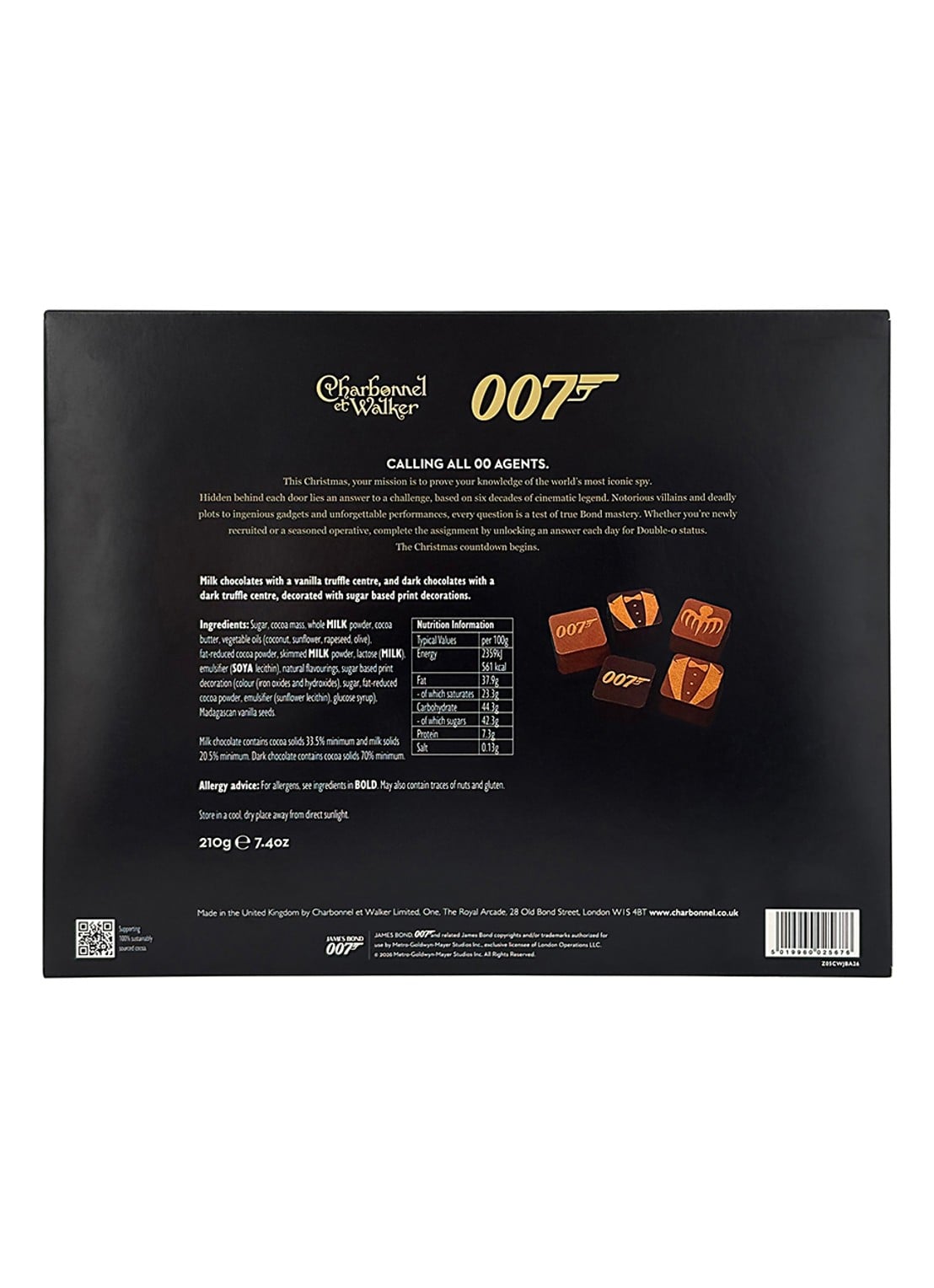 Charbonnel et Walker 007 James Bond adventskalender - 25 dagen - detail 2 beige