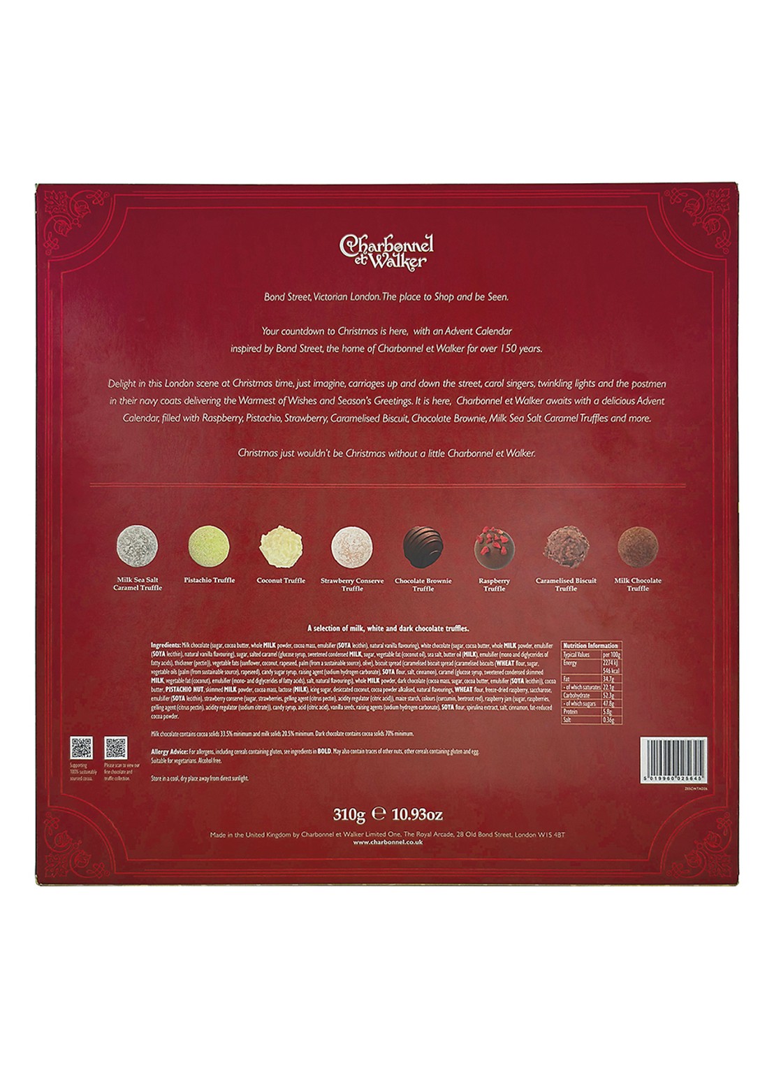 Charbonnel et Walker Adventskalender met truffels 310 gram - 25 dagen - detail 5 beige