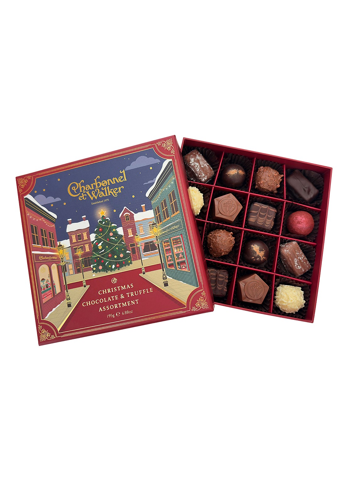 Charbonnel et Walker Christmas Selection 2026 truffels 195 gram 16 stuks - voorkant beige