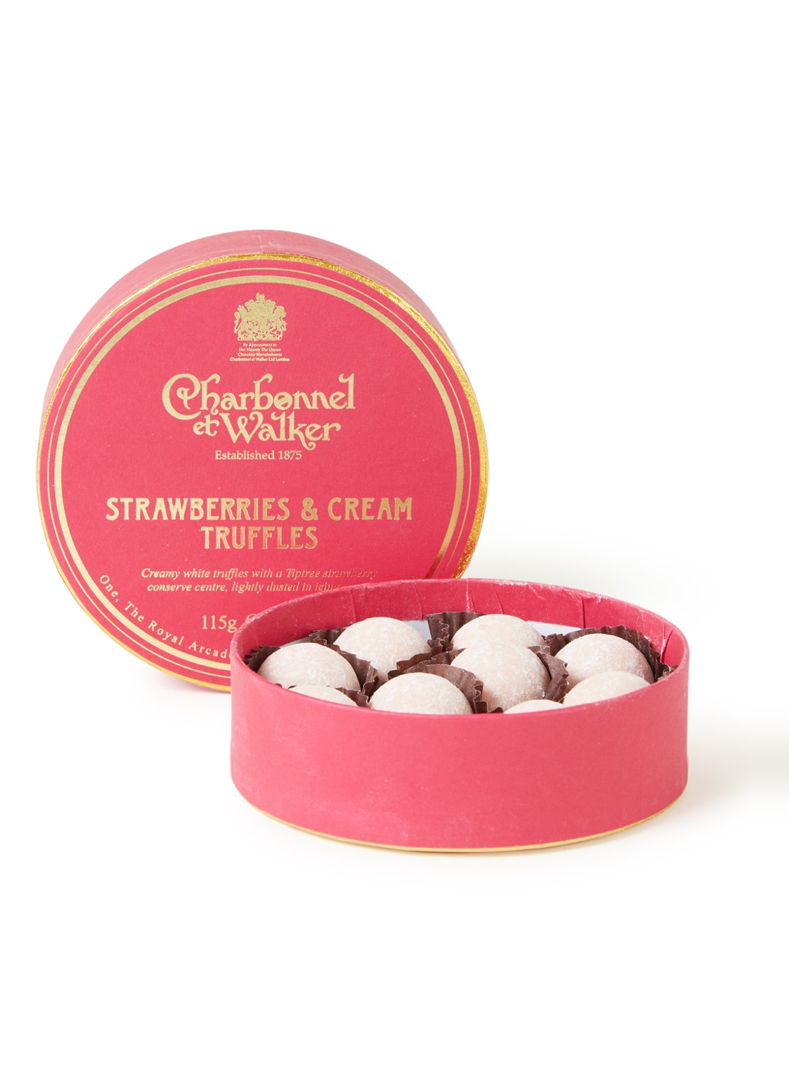 Charbonnel et Walker Dusted Strawberry & Cream truffels 8 stuks - voorkant undefined