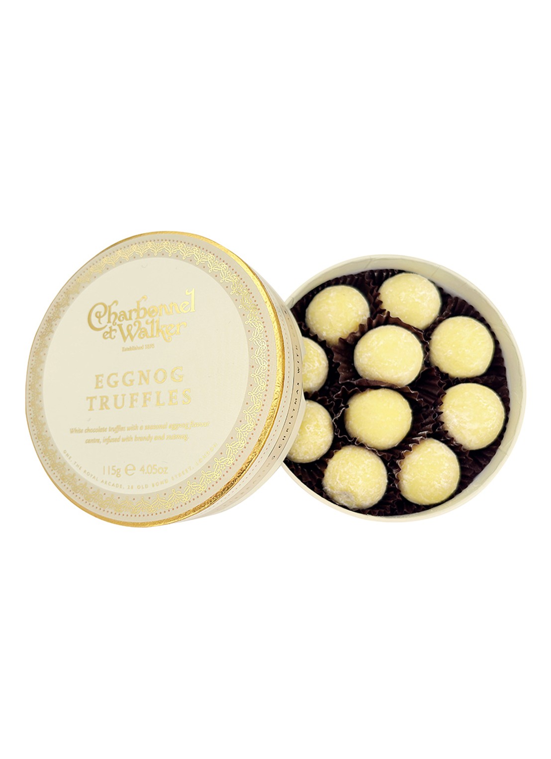 Charbonnel et Walker Eggnog truffels 115 gram 10 stuks - voorkant beige