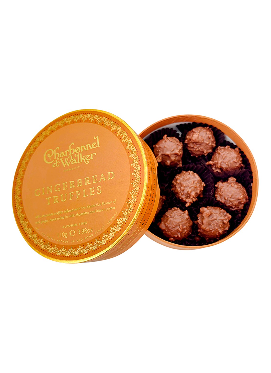 Charbonnel et Walker Gingerbread truffels 110 gram 9 stuks - voorkant beige