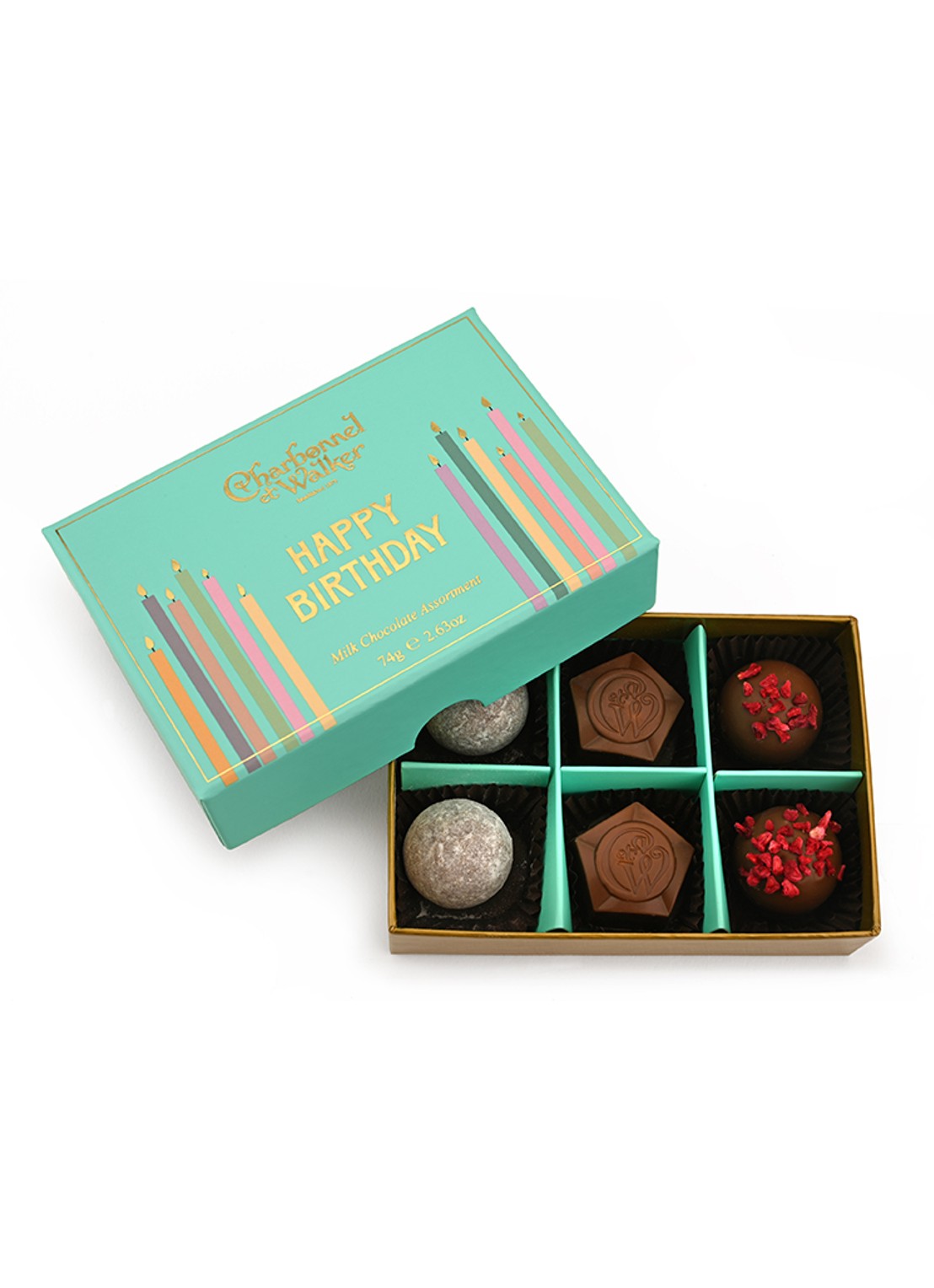 Charbonnel et Walker Happy Birthday chocolade truffels 6 stuks - voorkant 2 undefined