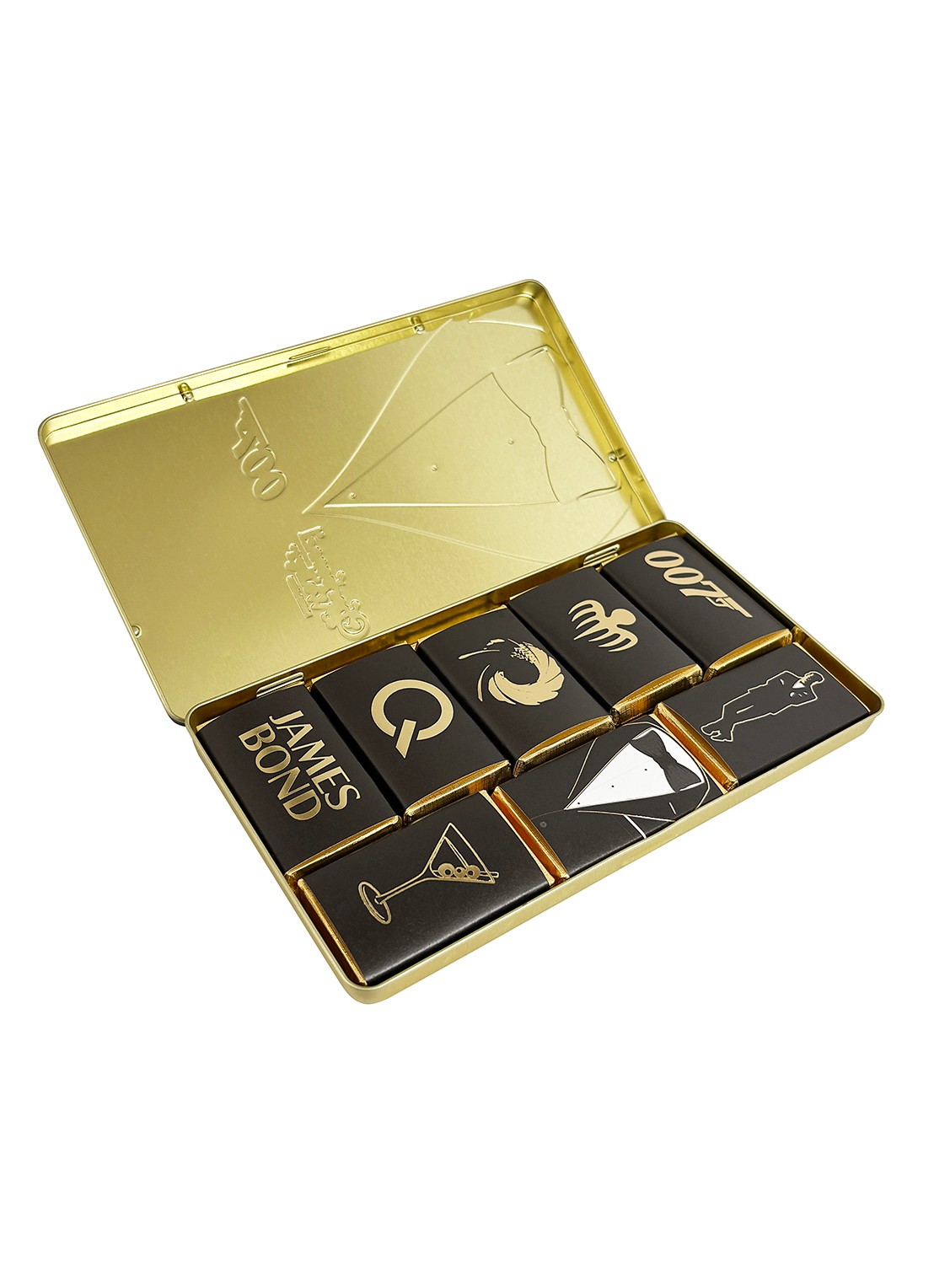 Charbonnel et Walker James Bond 007 chocolade in blik 80 gram 8 stuks - voorkant 5 beige