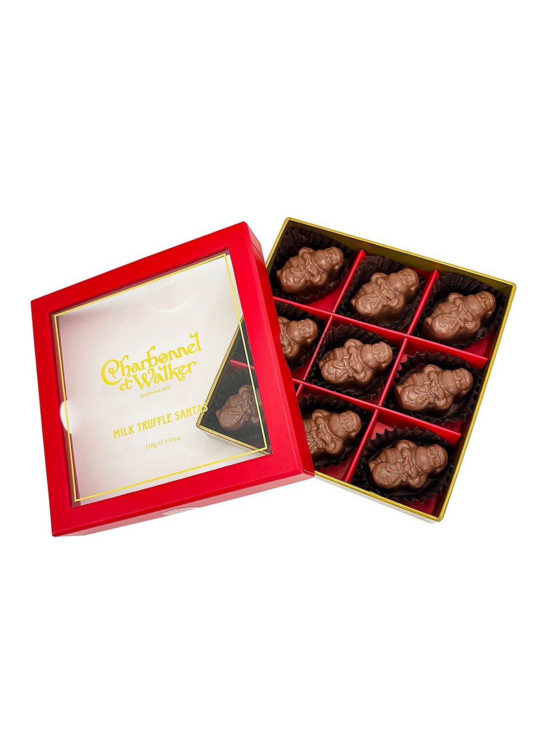Charbonnel et Walker Kerstman melkchocolade 110 gram 9 stuks - voorkant 2 beige