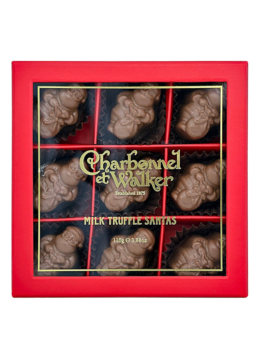 Charbonnel et Walker Kerstman melkchocolade 110 gram 9 stuks - voorkant 3 beige