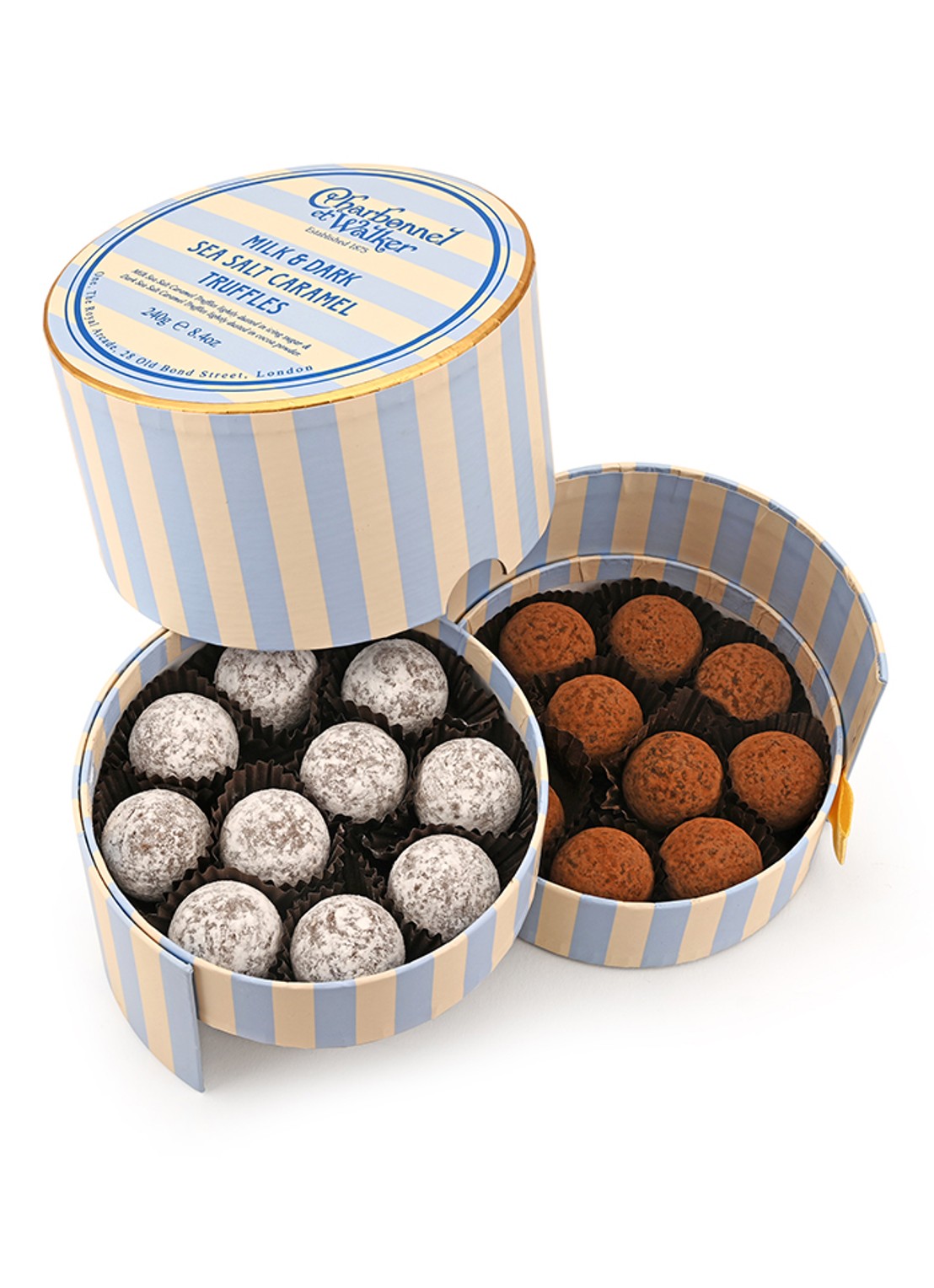 Charbonnel et Walker Milk & Dark Sea Salt Caramel chocolade truffels 240 gram - voorkant 2 undefined