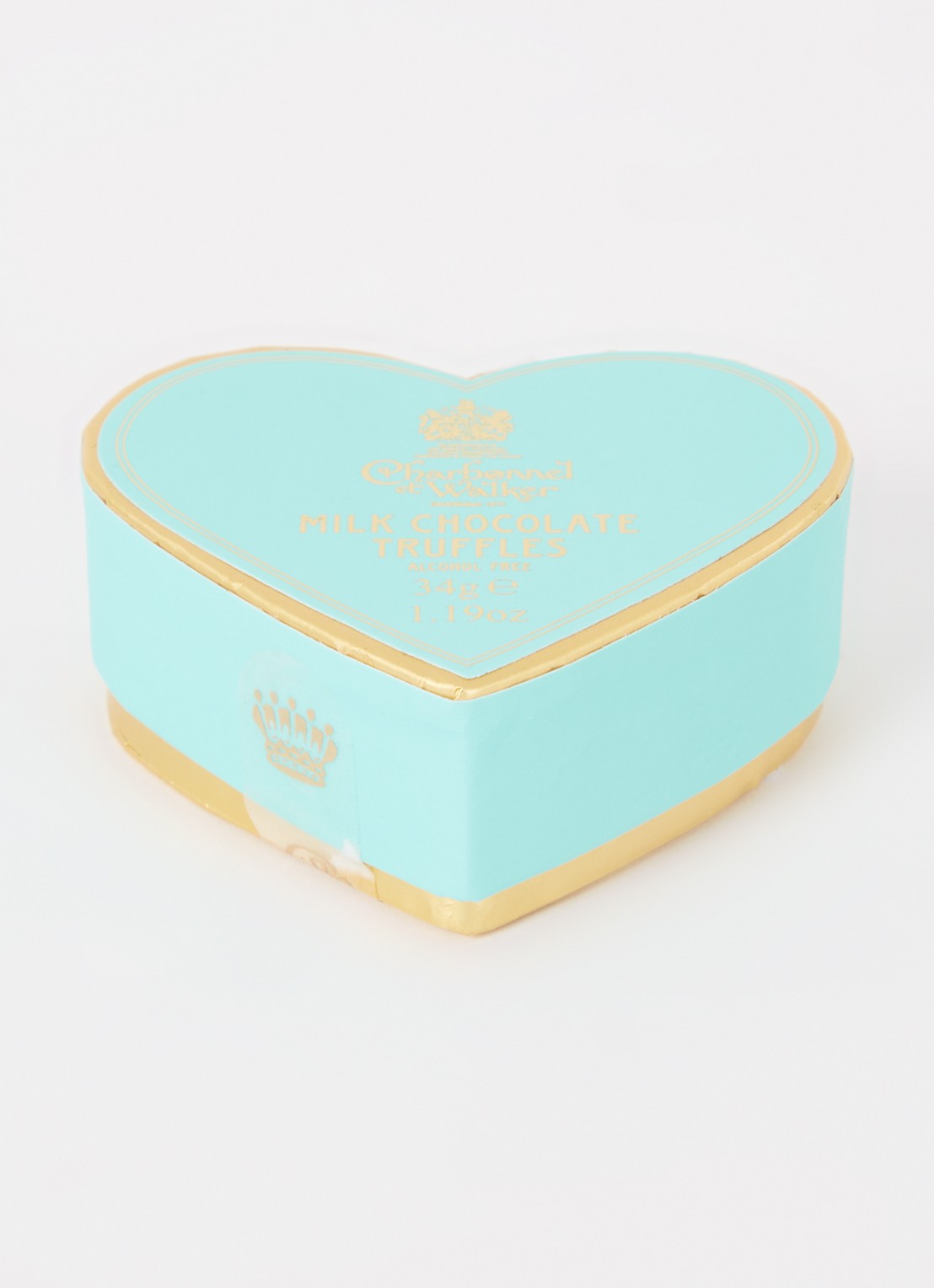 Charbonnel et Walker Mini Heart melkchocolade truffels 34 gram - voorkant 2 turquoise