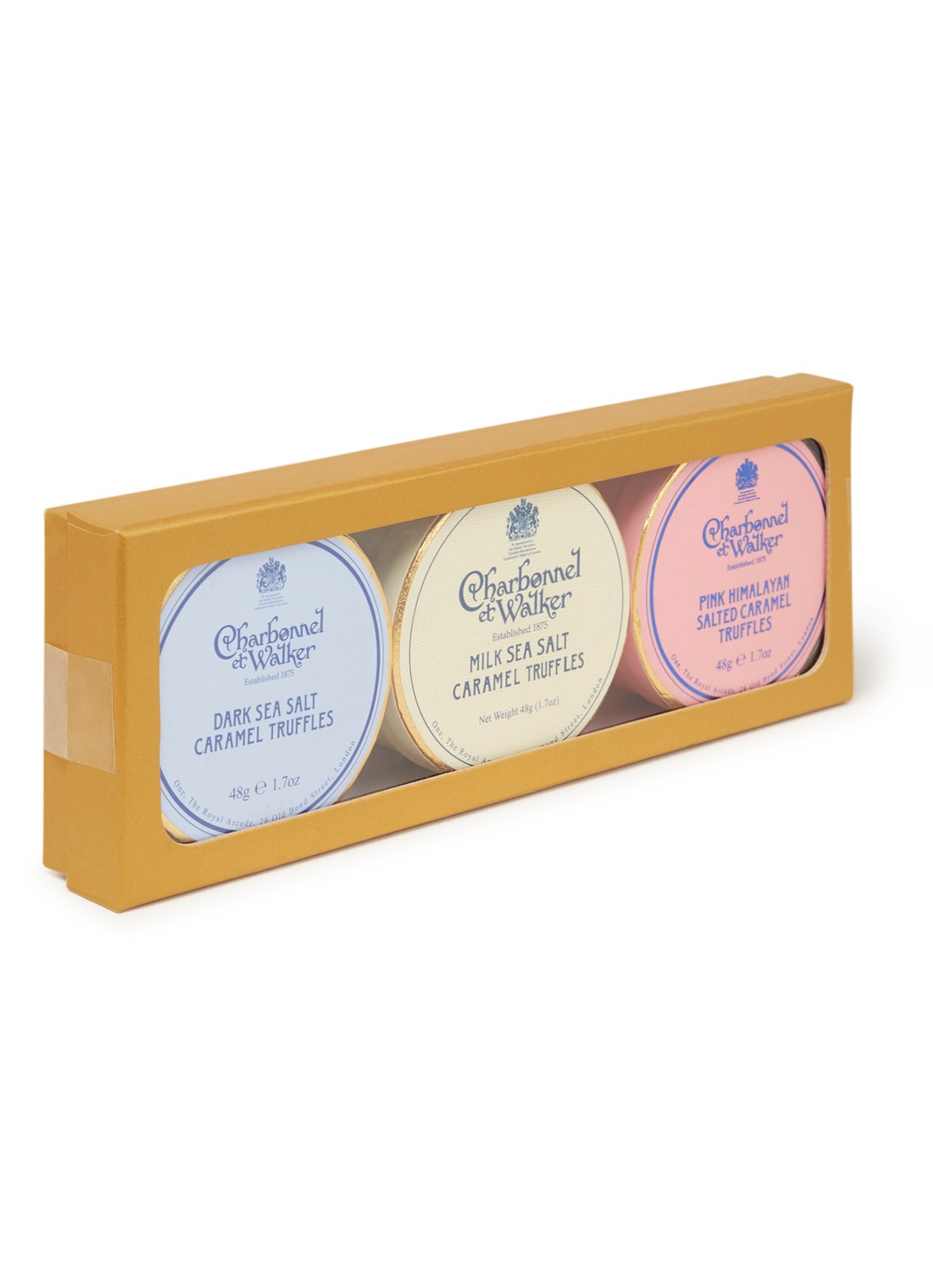 Charbonnel et Walker Salted Caramel Truffles chocoladetruffels trio  - voorkant undefined