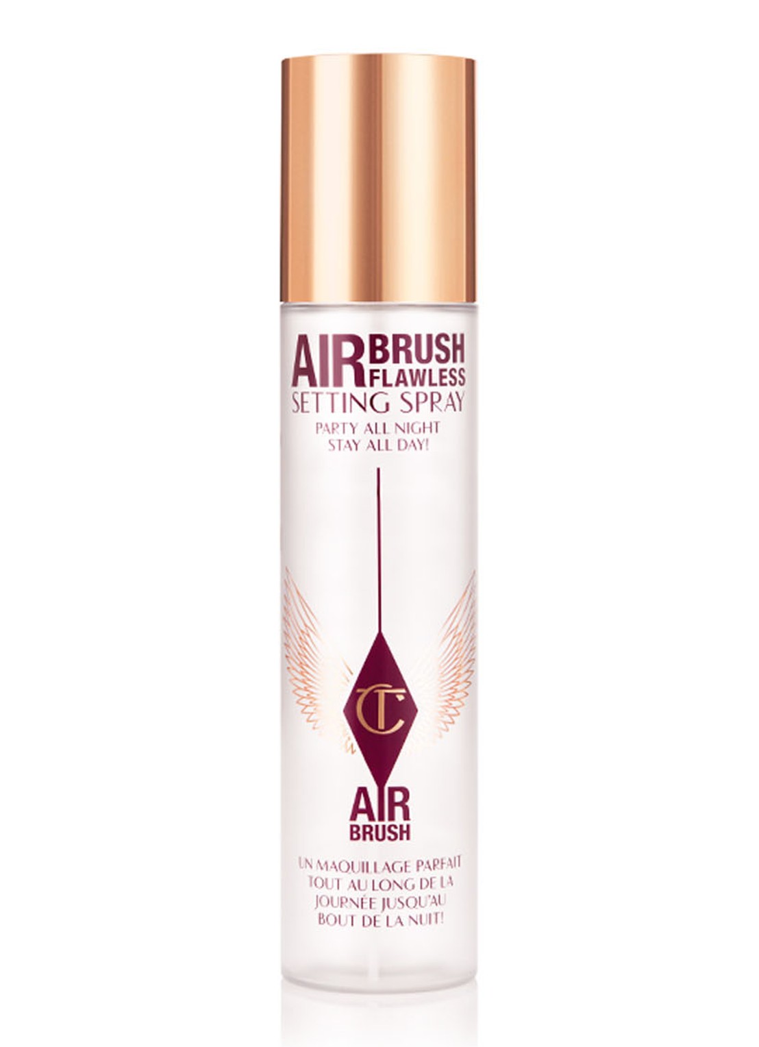 Charlotte Tilbury Airbrush Flawless Setting Spray XL - make-up setting- & fixing spray t.w.v. €70,- - voorkant transparant