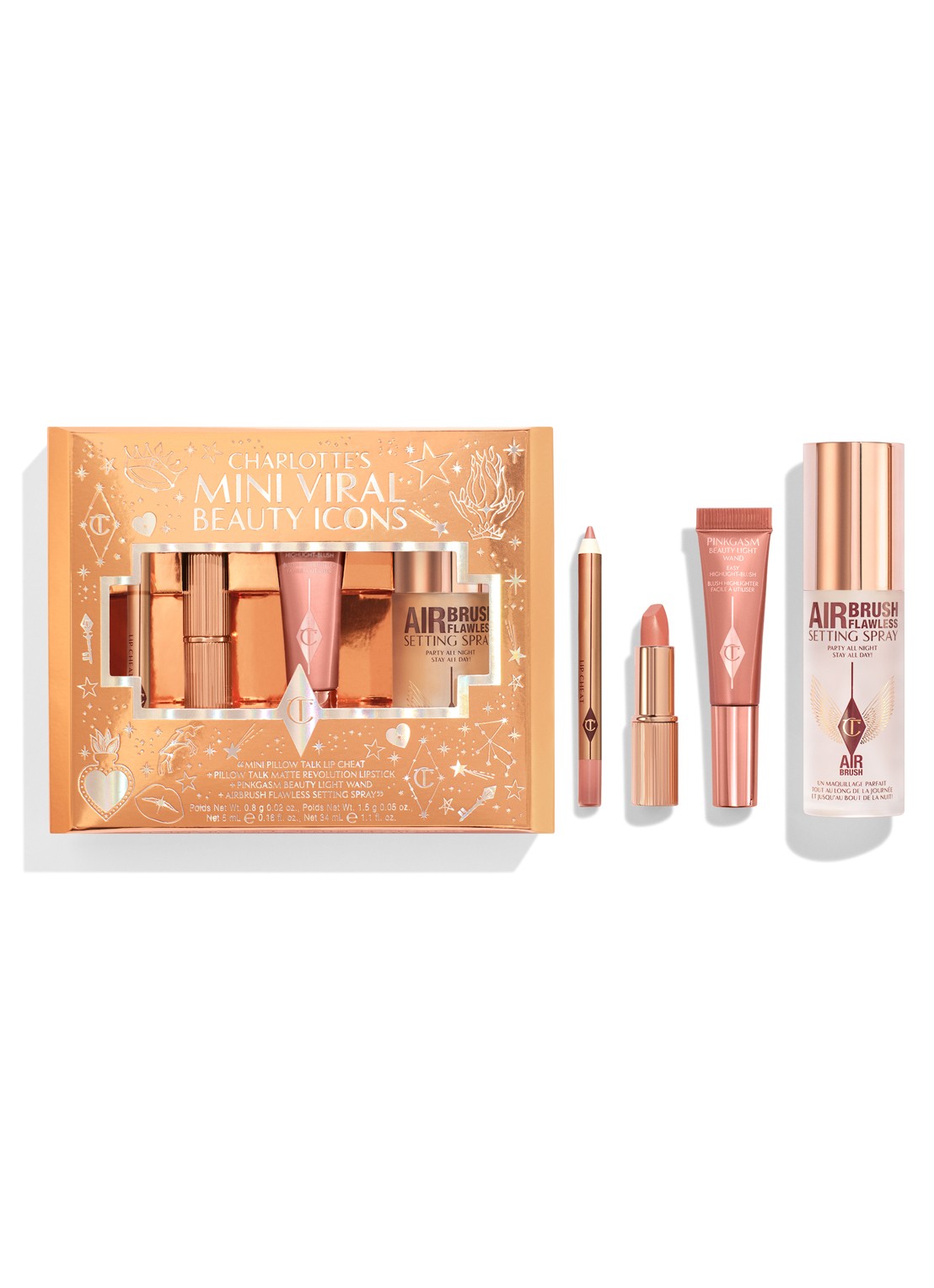 Charlotte Tilbury Charlotte's Mini Viral Beauty Icons - travel size make-up set t.w.v. €82 - voorkant undefined