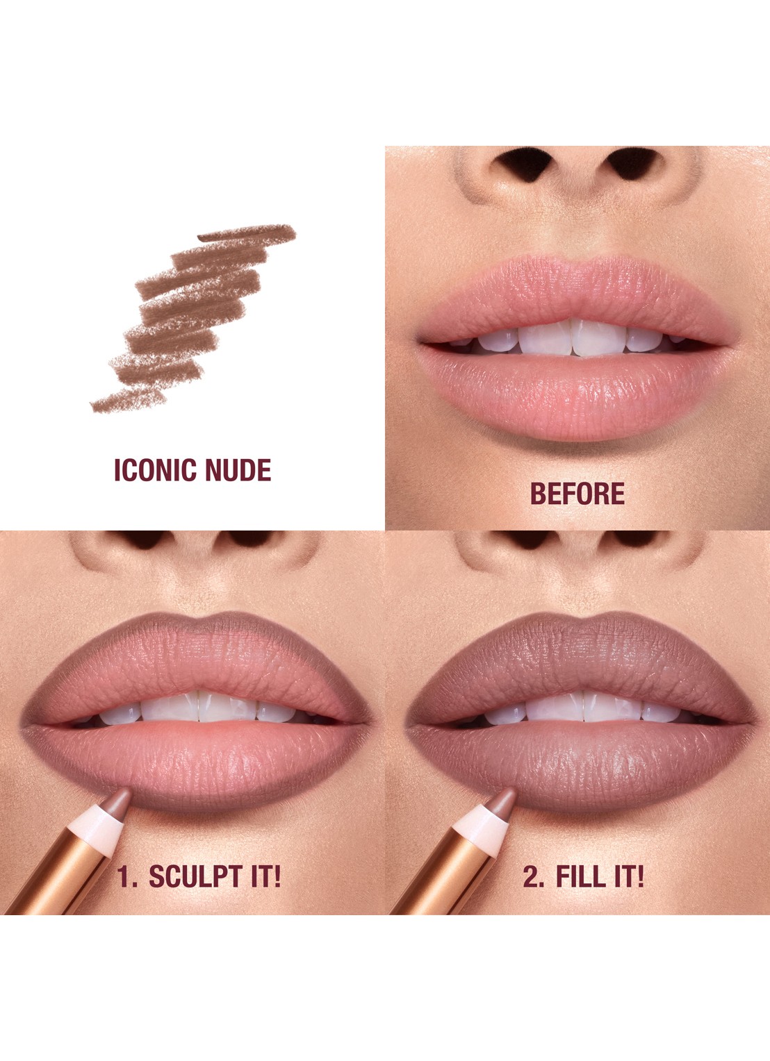 Charlotte Tilbury Lip Cheat - lipliner - achterkant 6 iconic nude