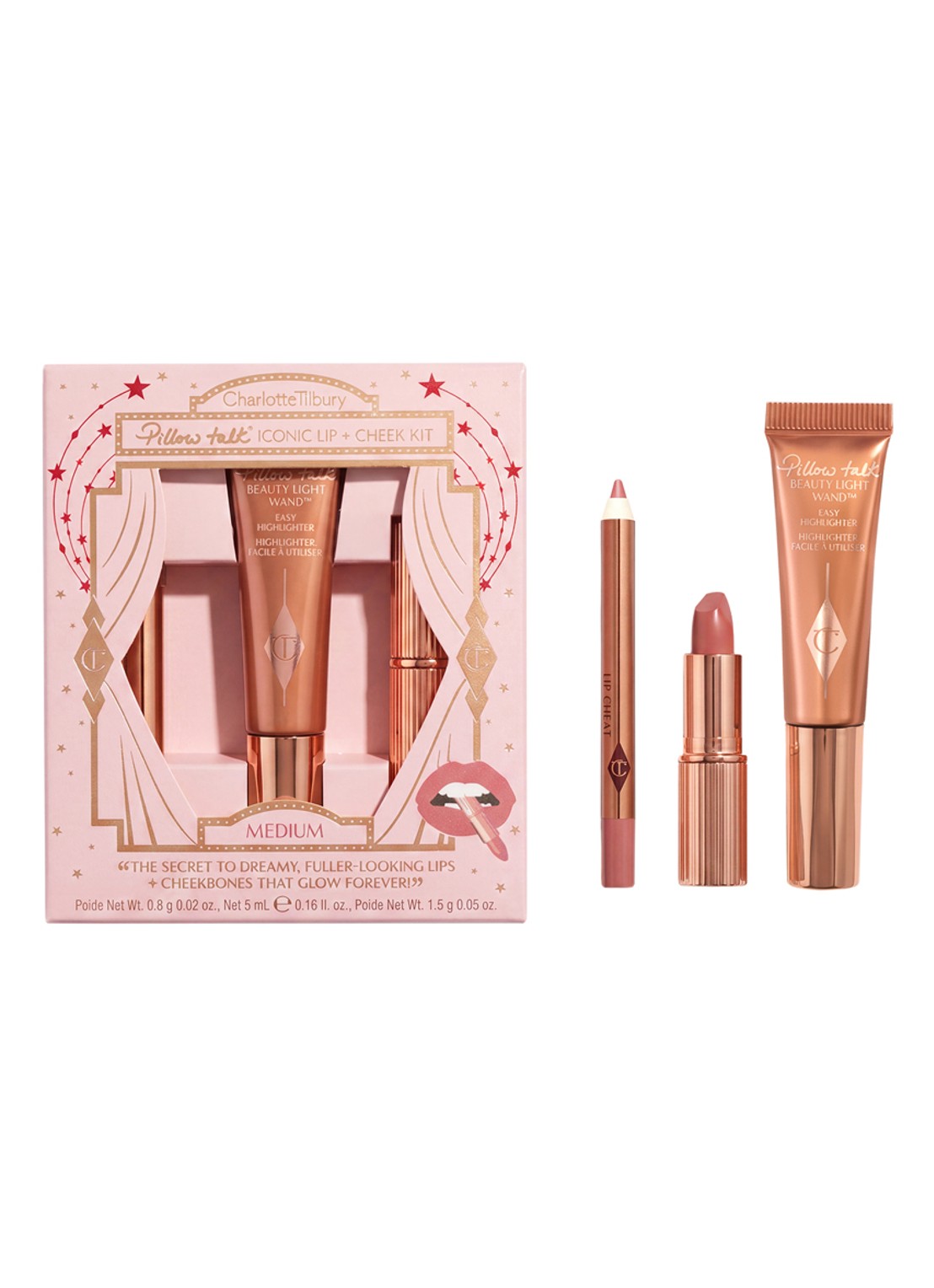 Charlotte Tilbury Pillow Talk Iconic Lip + Cheek Kit - make-up set - voorkant 2 pillow talk medium
