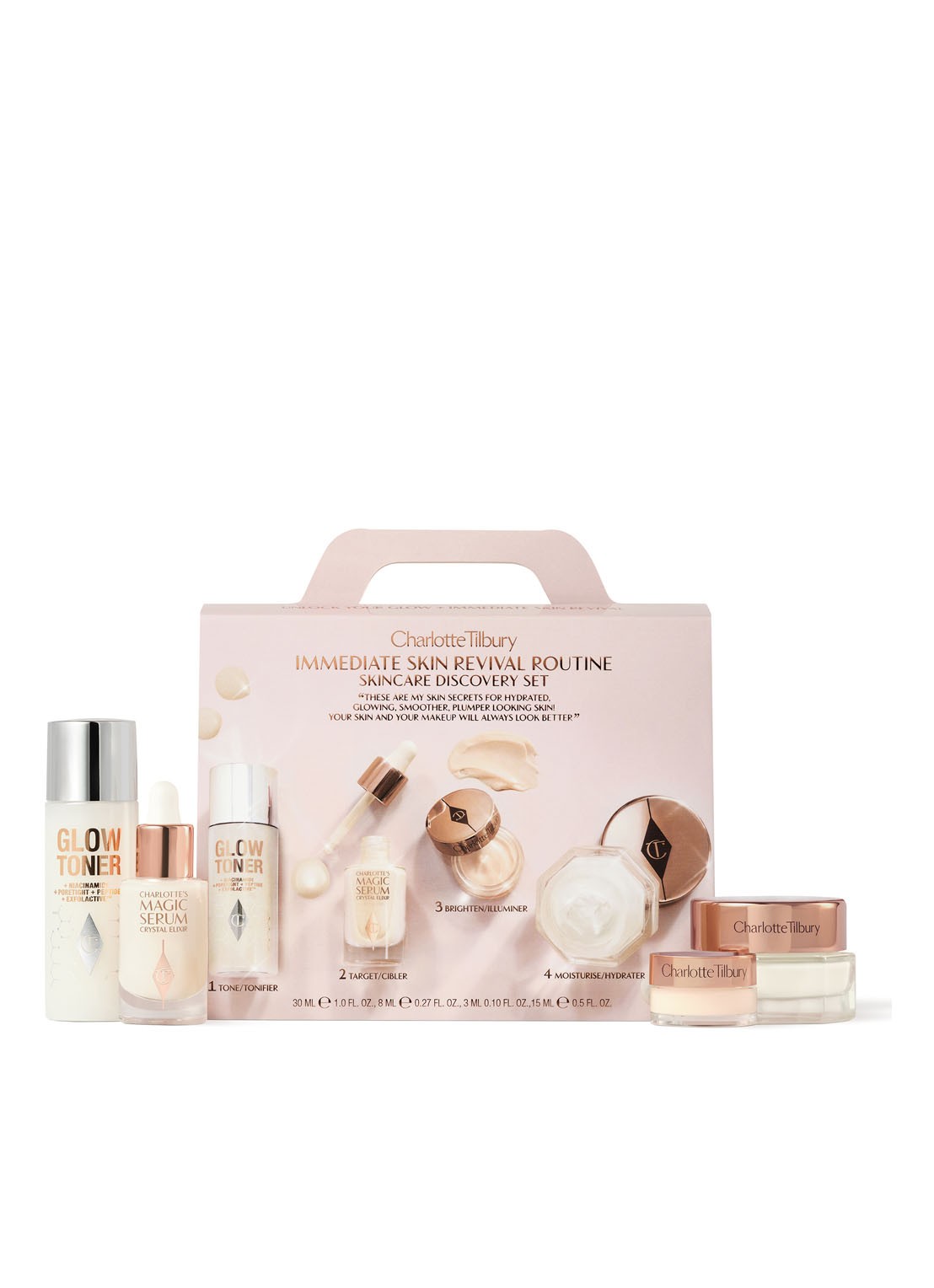 Charlotte Tilbury Skincare Discovery Set - verzorgingsset  - voorkant beige