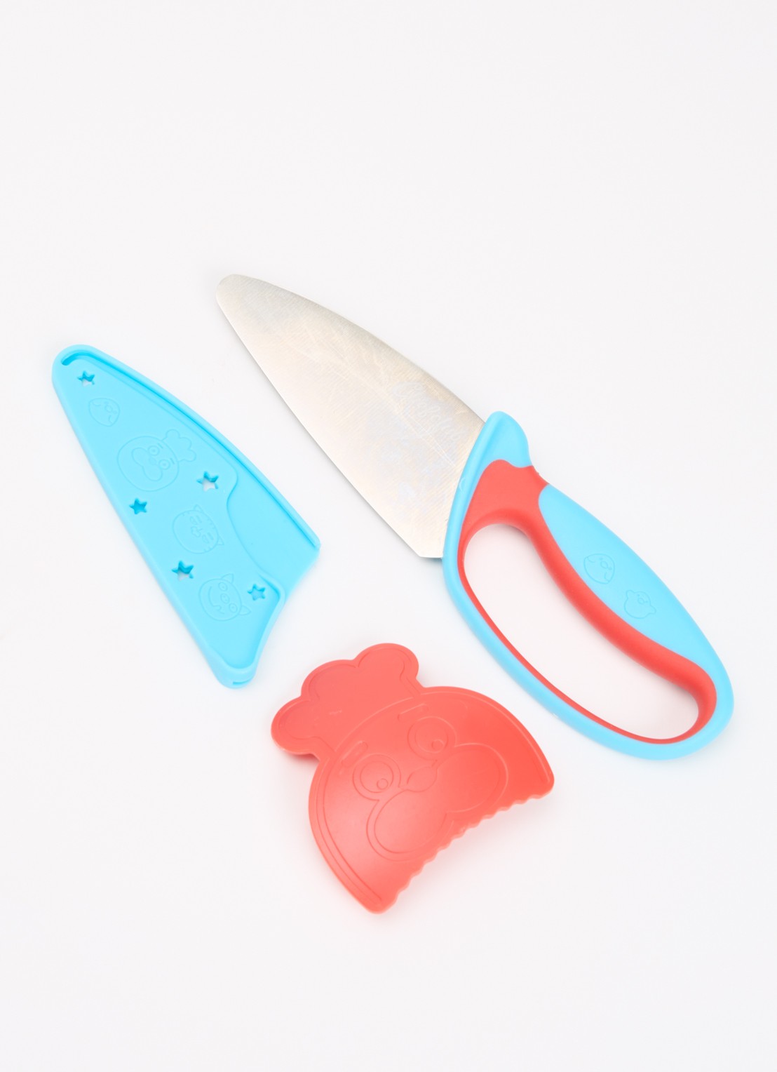 Chefclub Kindermes met vingerbeschermer 23 cm - voorkant 2 blauw