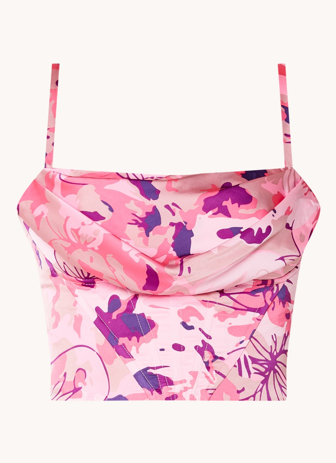 Chi Chi London Crop top met bloemenprint  - voorkant roze