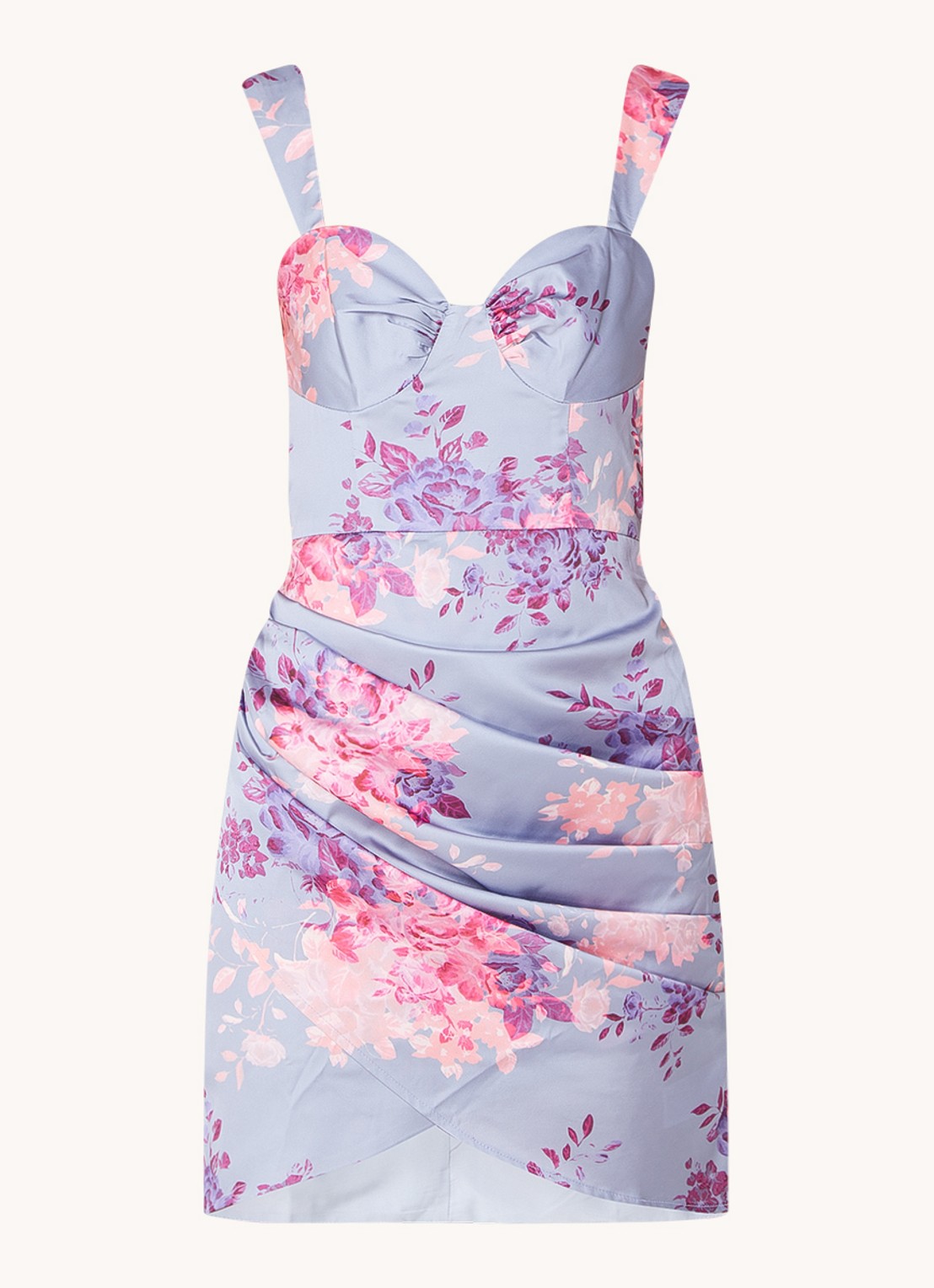 Chi Chi London Floral mini jurk met bloemenprint - voorkant 3 lavendel