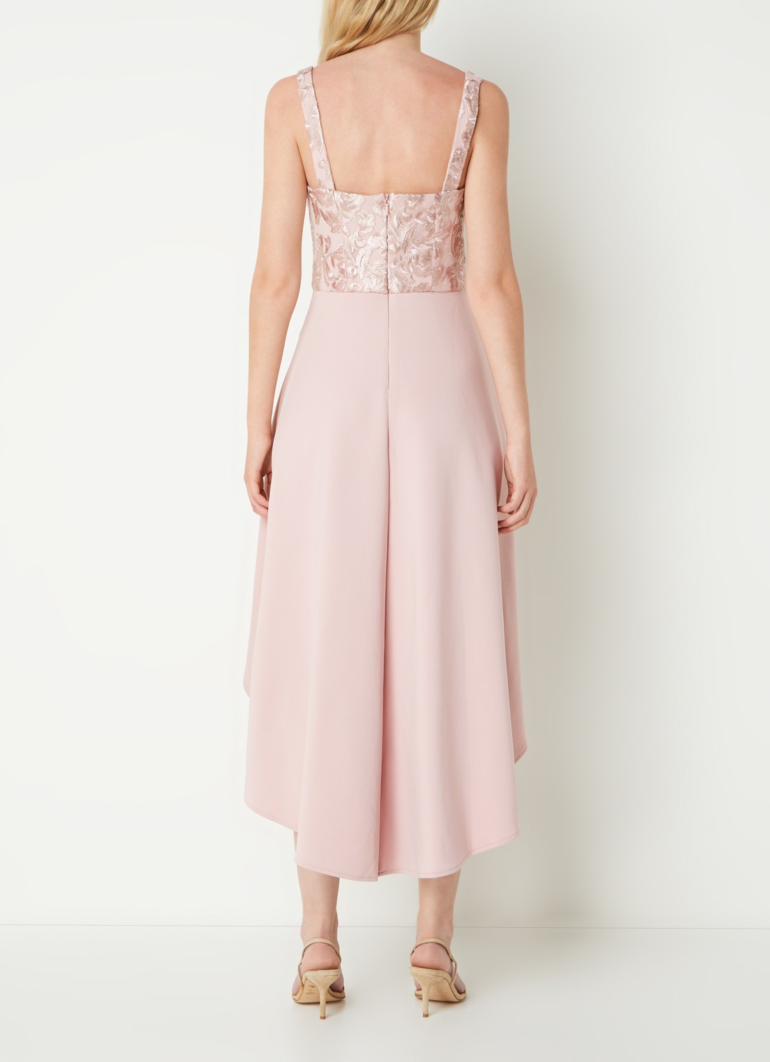 Chi Chi London Hem midi jurk met details van kant - achterkant 2 oudroze