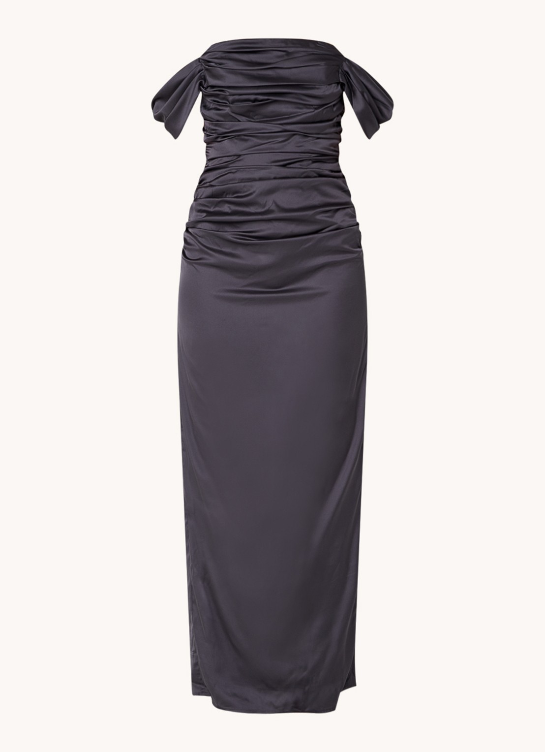 Chi Chi London Maxi jurk van satijn met plooidetail - voorkant donkerblauw