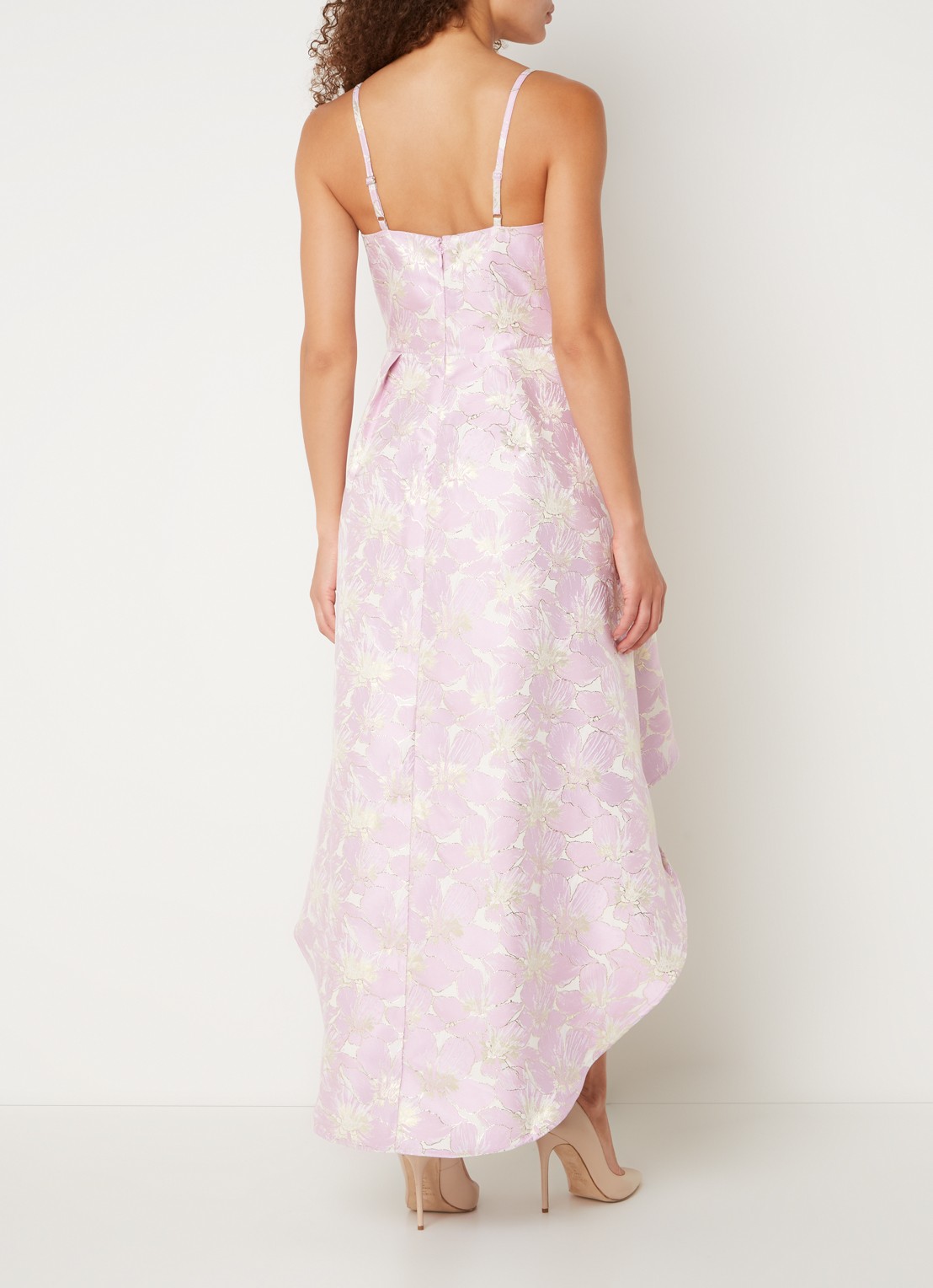 Chi Chi London Midi jurk met asymmetrische zoom en jacquard dessin - achterkant 5 lila