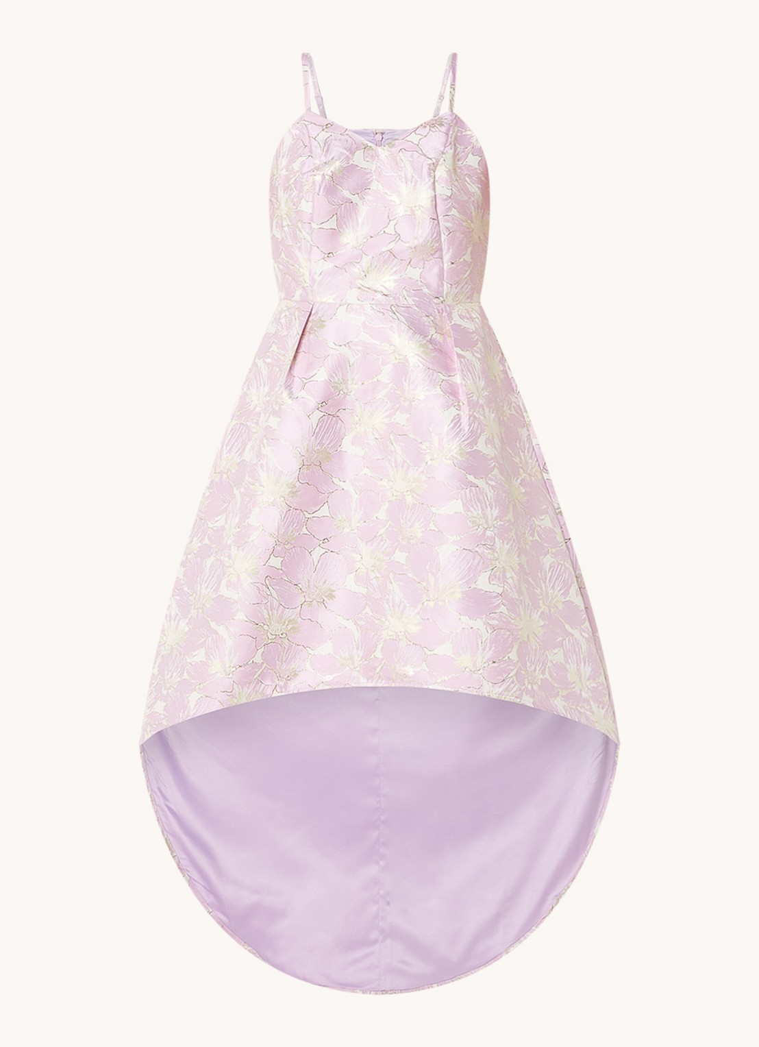 Chi Chi London Midi jurk met asymmetrische zoom en jacquard dessin - voorkant lila