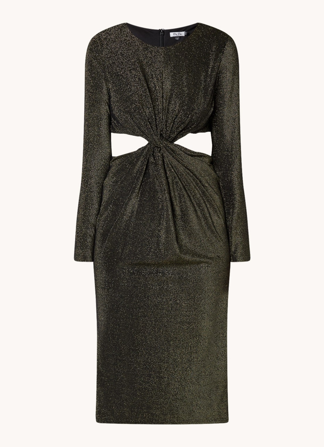 Chi Chi London  Midi jurk met cut-out en knoopdetail - voorkant 3 zwart
