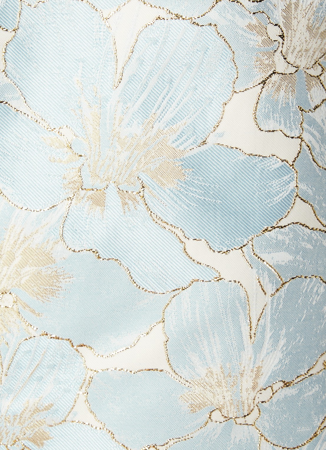Chi Chi London Midi jurk met jacquard bloemenprint en asymmetrische zoom - detail 3 lichtblauw